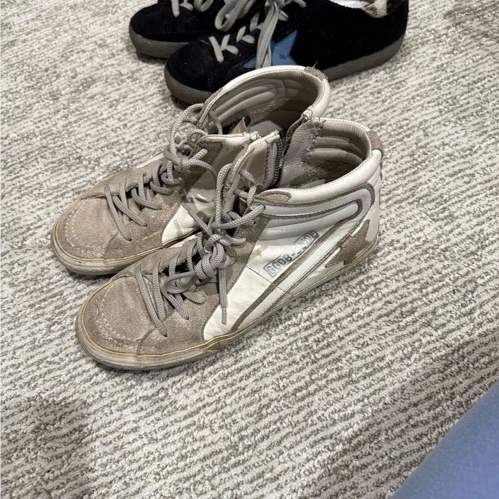 Golden Goose High-Top Sneakers in Gray and White